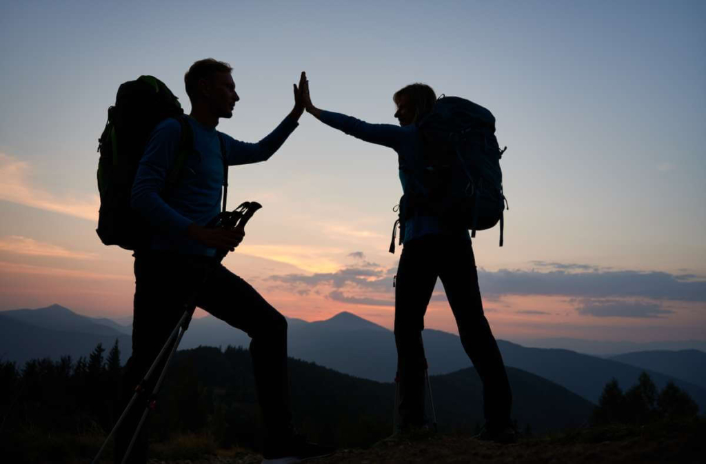 Best Friends enjoying their time hiking at the sunset