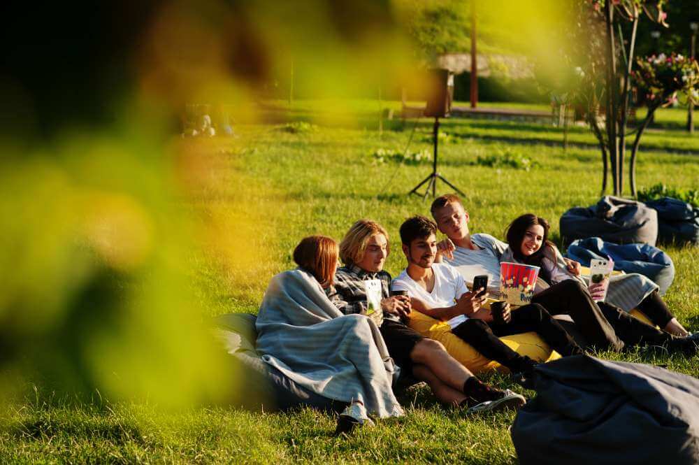 Bunch of friends enjoying outdoors