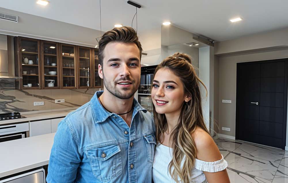 Happy couple enjoying new home in real estate Centerton AR
