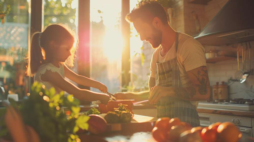 Father and daughter with farm veggies - real estate Centerton AR