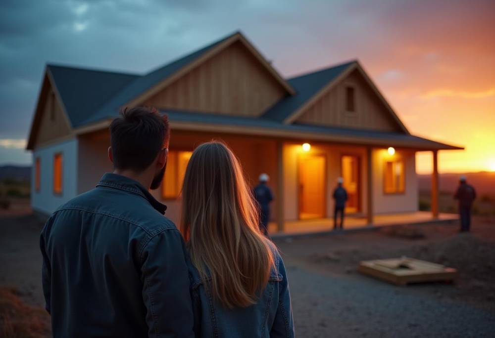 A couple viewing new home construction in real estate, Centerton, AR
