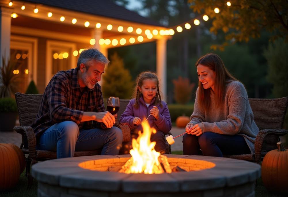 Family enjoying custom backyard at new homes Centerton AR community