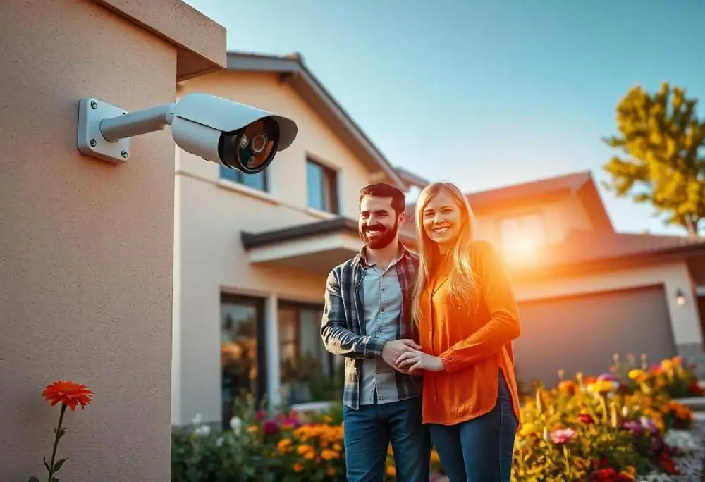 Happy-couple-with-security-camera-outside-new-homes-Centerton-AR-Huber-Place.jpg